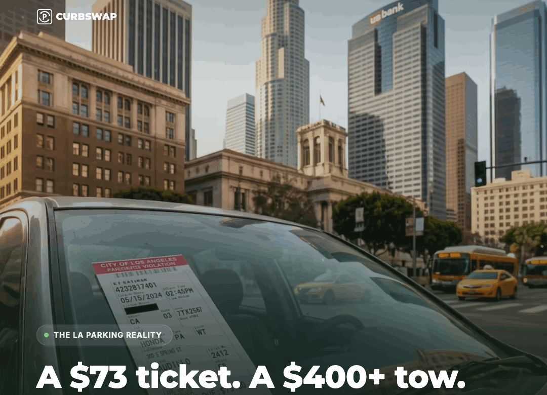 An opened Los Angeles parking violation notice