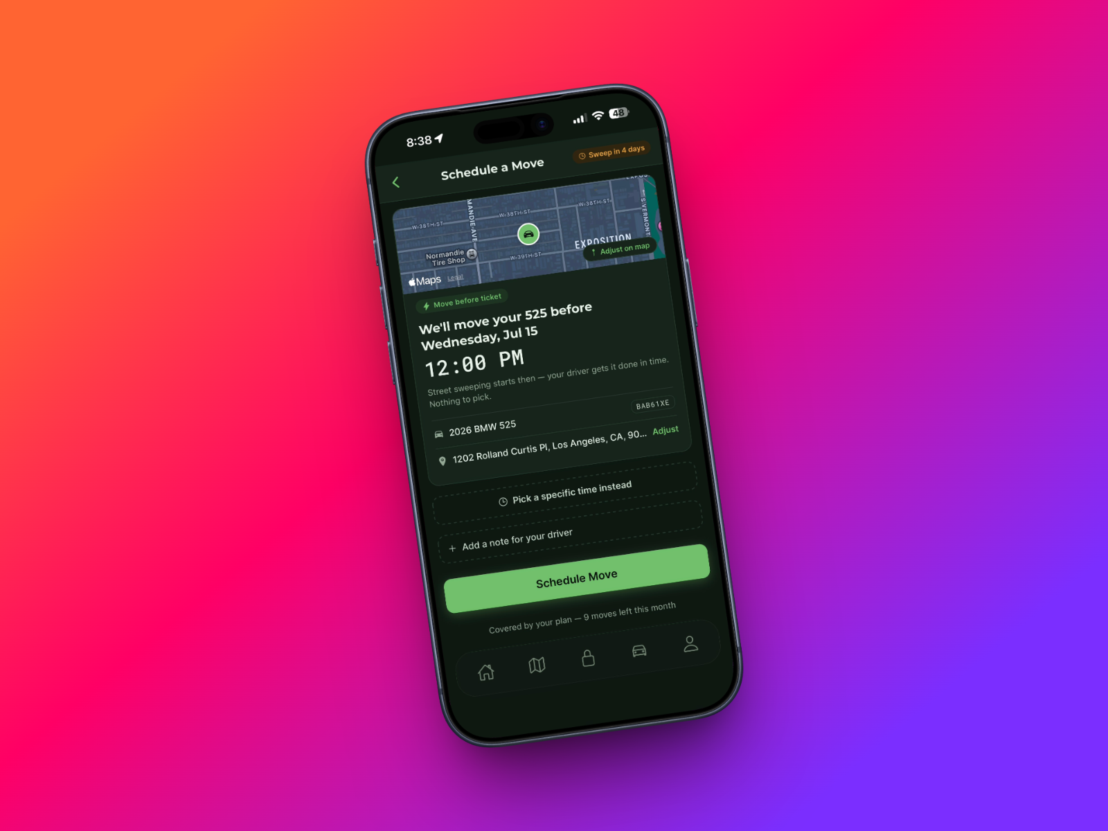 The Curbswap app SwapBox control screen